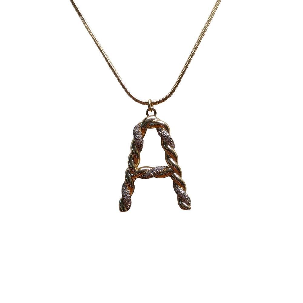 Ettika NWT Initial Zirconia‎ Pendant Necklace 18k Gold Plated A